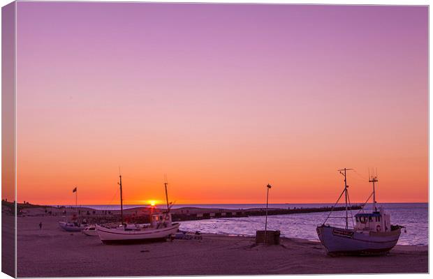 Sunset at the harbor Canvas Print by Thomas Schaeffer