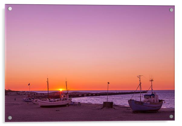 Sunset at the harbor Acrylic by Thomas Schaeffer