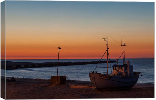 Sunset at the harbor Canvas Print by Thomas Schaeffer