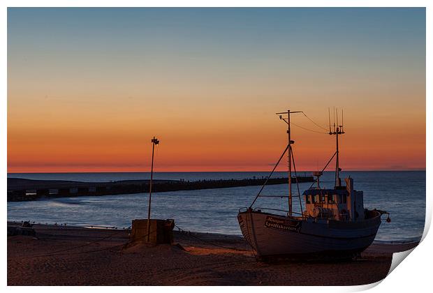 Sunset at the harbor Print by Thomas Schaeffer