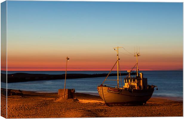Sunset at the harbor Canvas Print by Thomas Schaeffer