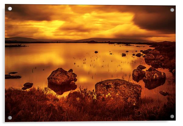  Sunset over Scottish Loch Acrylic by Sam Smith