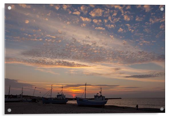 Sunset at the harbor Acrylic by Thomas Schaeffer