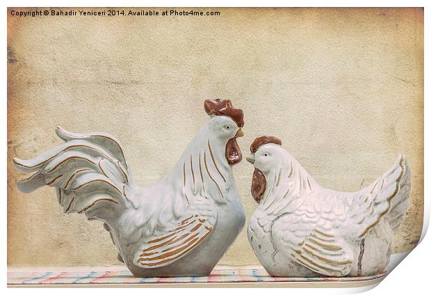  Rooster and Hen Print by Bahadir Yeniceri