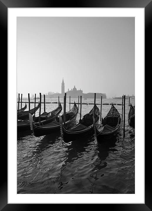 Venice and Gondolas with church in background  Framed Mounted Print by Jonathan Evans