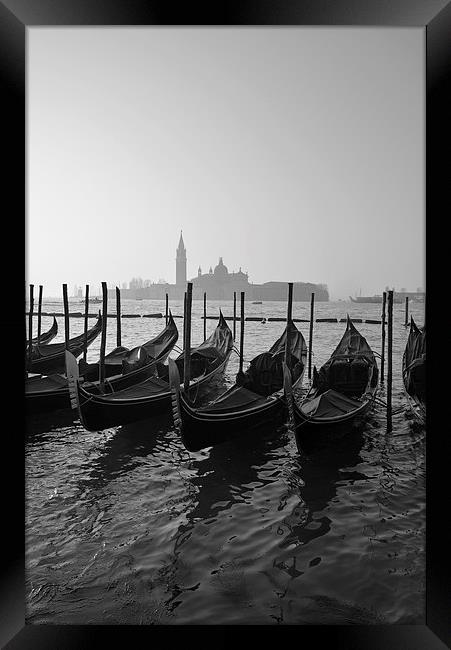 Venice and Gondolas with church in background  Framed Print by Jonathan Evans