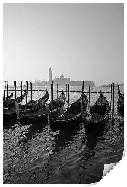 Venice and Gondolas with church in background  Print by Jonathan Evans