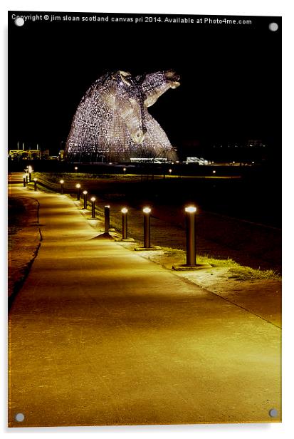 The kelpies path in Acrylic by jim scotland fine art