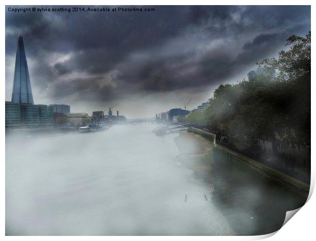  The Misty Old Thames Print by sylvia scotting
