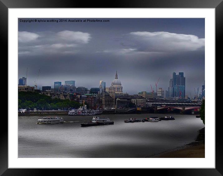  River Thames and the London skyline Framed Mounted Print by sylvia scotting