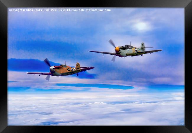 Messerschmitt Bf 109s Patrol The Clouds Framed Print by Chris Lord