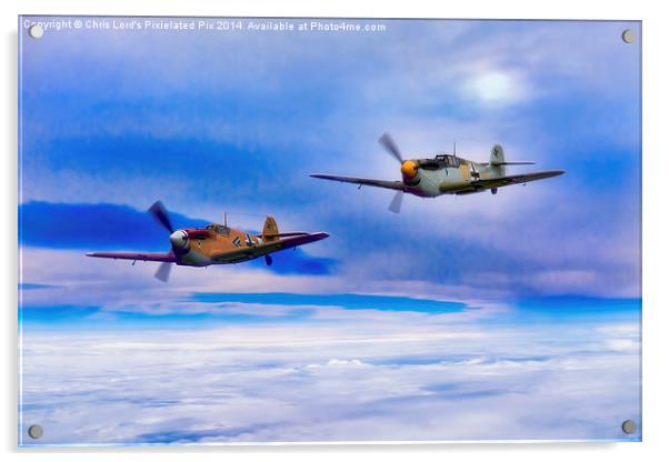 Messerschmitt Bf 109s Patrol The Clouds Acrylic by Chris Lord