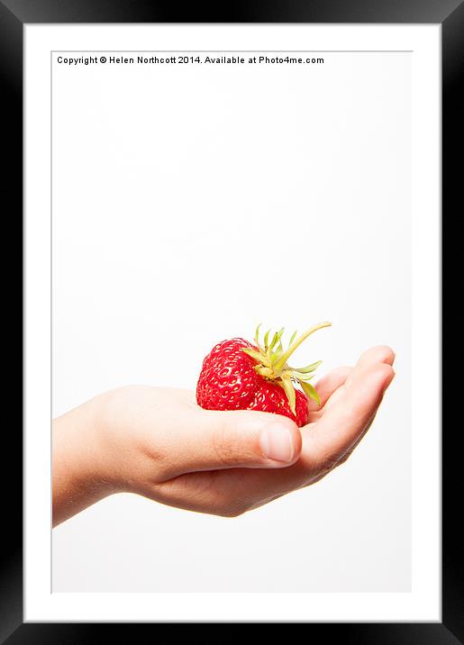 A Strawberry in the Hand Framed Mounted Print by Helen Northcott