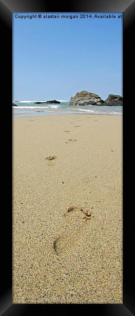  Footprints in the sand. Framed Print by alastair morgan