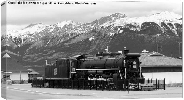 Canadian Train at Jasper Canvas Print by alastair morgan