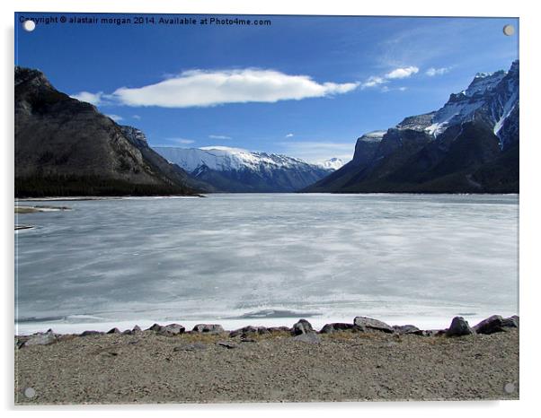  Frozen Lake Minnewanka, Canada. Acrylic by alastair morgan