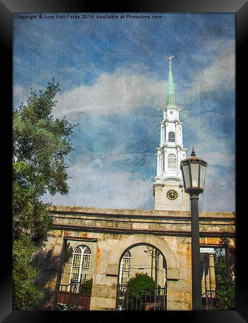  Historic Savannah Church Framed Print by Judy Hall-Folde