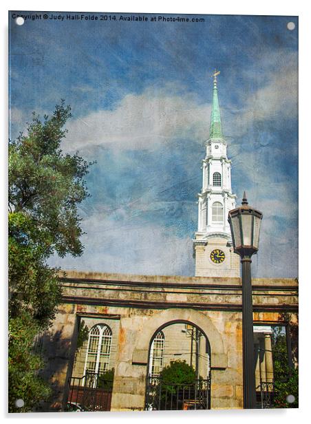  Historic Savannah Church Acrylic by Judy Hall-Folde