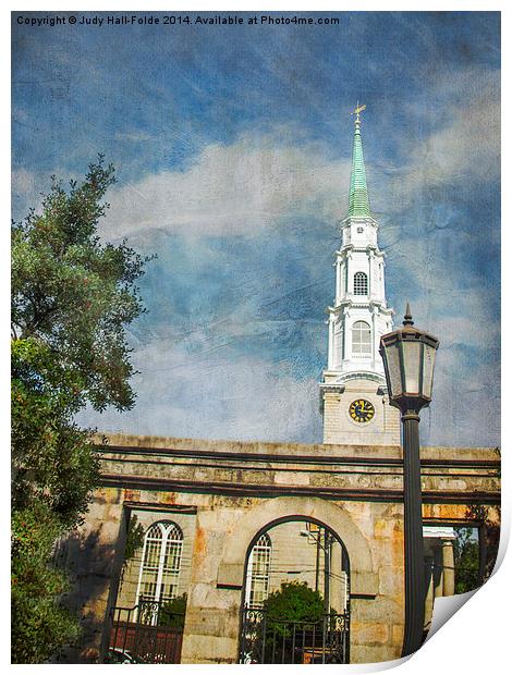  Historic Savannah Church Print by Judy Hall-Folde