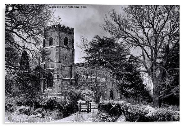  St Botolph's Church, Rugby Black and White Acrylic by Avril Harris