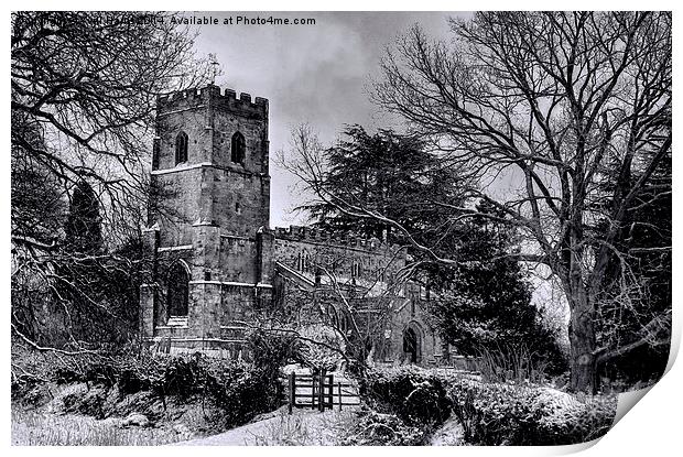  St Botolph's Church, Rugby Black and White Print by Avril Harris