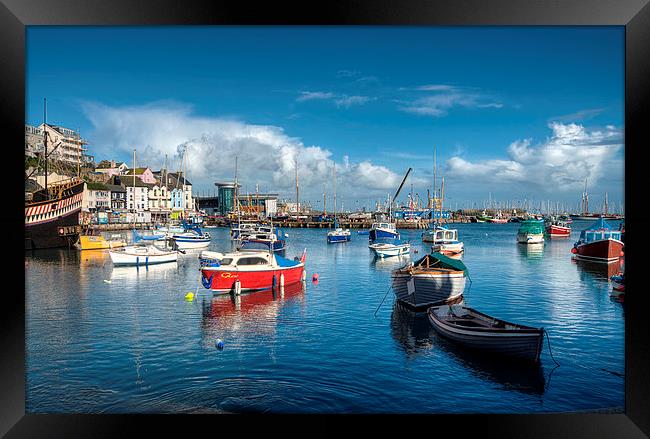  Turquoise sky and sea at Brixham Harbour  Framed Print by Rosie Spooner