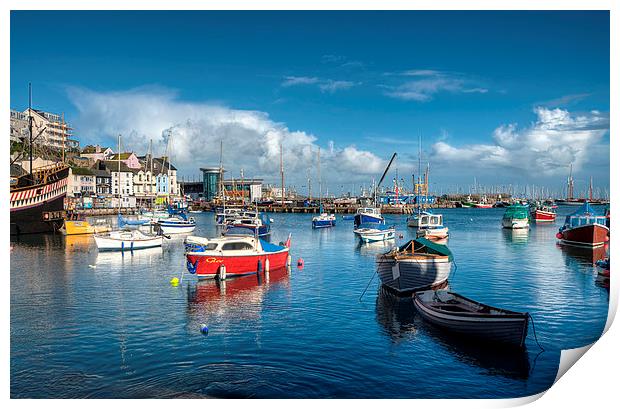  Turquoise sky and sea at Brixham Harbour  Print by Rosie Spooner