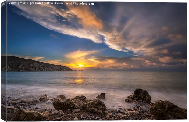 Sunset Over Alum Bay Canvas Print by Wight Landscapes
