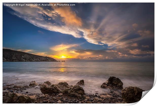Sunset Over Alum Bay Print by Wight Landscapes