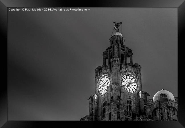 Top of the Liver Building tower Framed Print by Paul Madden