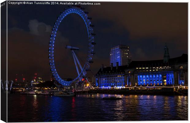  The eye at night Canvas Print by Alan Tunnicliffe