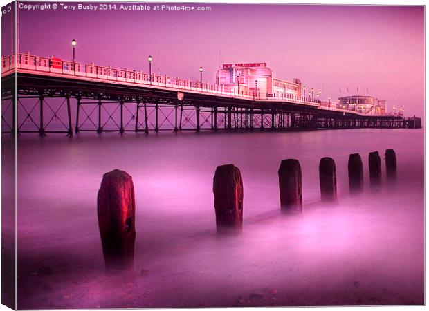 Worthong Pier Pink Canvas Print by Terry Busby