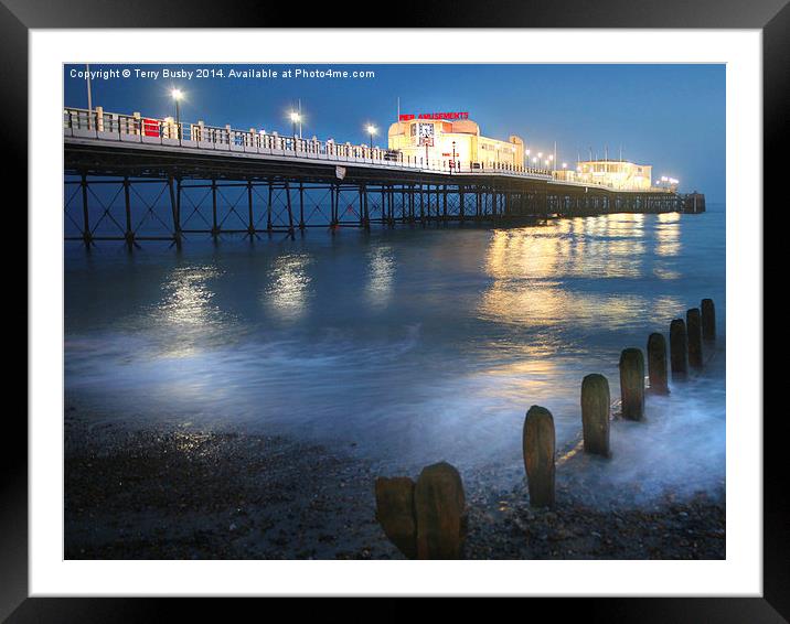 Worthong Pier Blue  Framed Mounted Print by Terry Busby