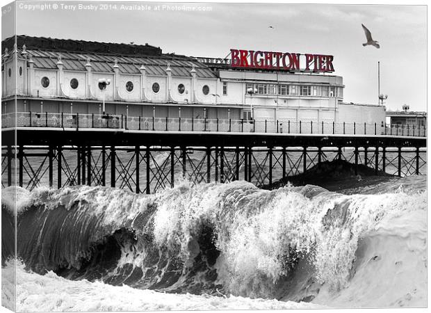  Brighton Pier storm Canvas Print by Terry Busby