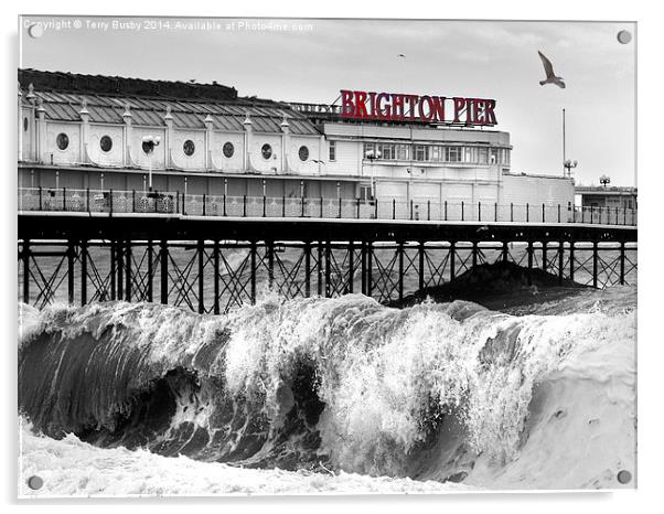  Brighton Pier storm Acrylic by Terry Busby