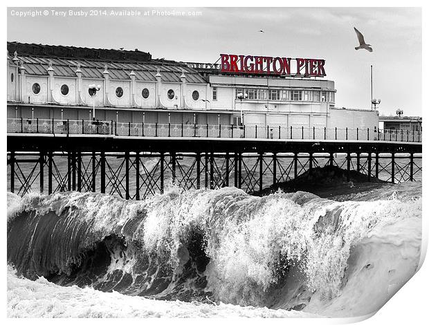  Brighton Pier storm Print by Terry Busby