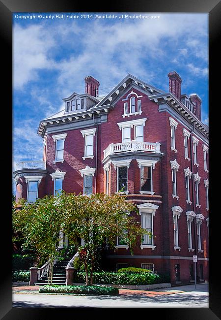  Stately Savannah Mansion Framed Print by Judy Hall-Folde