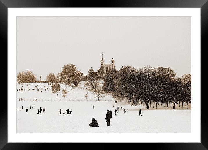 Greenwich Observatory in Sepia Framed Mounted Print by Karen Martin