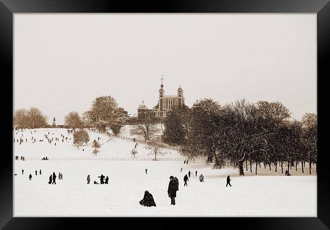 Greenwich Observatory in Sepia Framed Print by Karen Martin