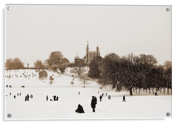 Greenwich Observatory in Sepia Acrylic by Karen Martin