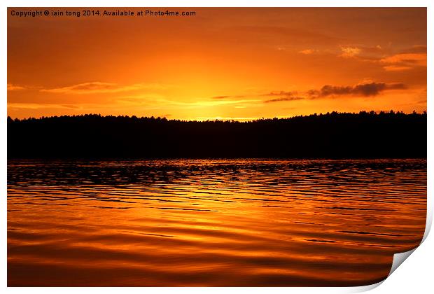  Walden Pond sunset. Print by Iain Tong