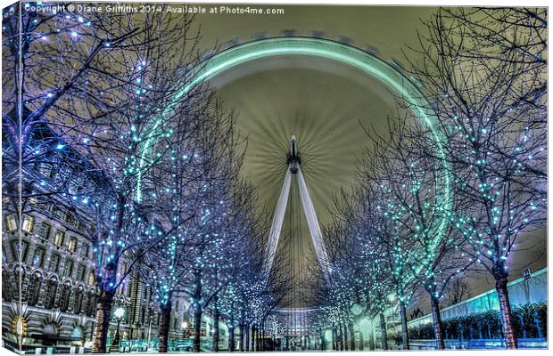   The London Eye at Night Canvas Print by Diane Griffiths