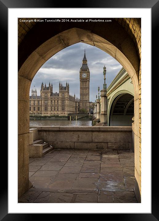 Majestic Big Ben Framed in Stone Gateway Framed Mounted Print by Alan Tunnicliffe