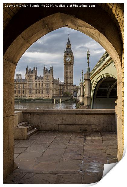 Majestic Big Ben Framed in Stone Gateway Print by Alan Tunnicliffe