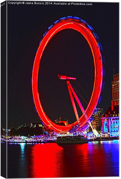 London Eye Red Canvas Print by Jasna Buncic