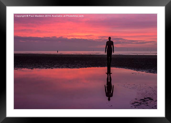 Pink skies at Crosby Beach Framed Mounted Print by Paul Madden