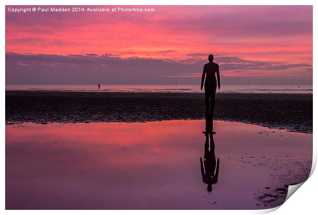 Pink skies at Crosby Beach Print by Paul Madden