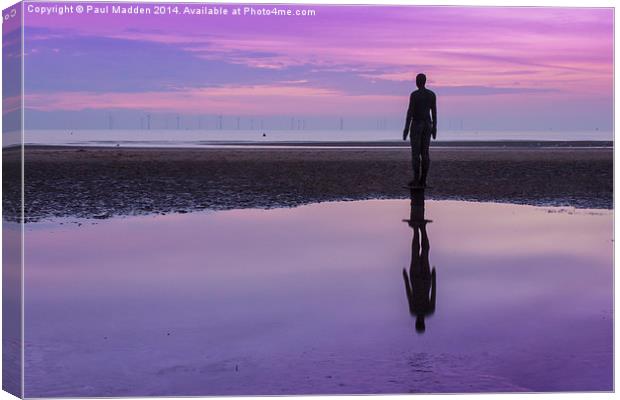 Pink and purple sunset at Crosby Beach Canvas Print by Paul Madden