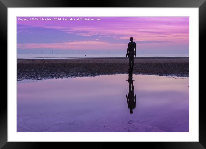 Pink and purple sunset at Crosby Beach Framed Mounted Print by Paul Madden