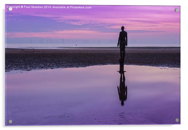 Pink and purple sunset at Crosby Beach Acrylic by Paul Madden